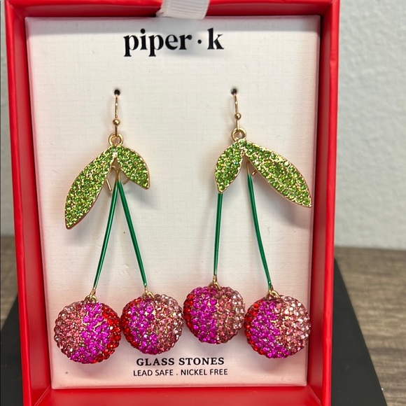COPY - Piper K Rhinestone 🍒 Cherry Earrings ✨ - Picture 1 of 3